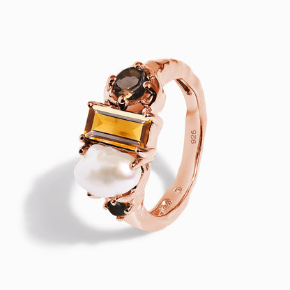 Madeira Citrine Treasure Ring Waves Band - rose gold treasure ring