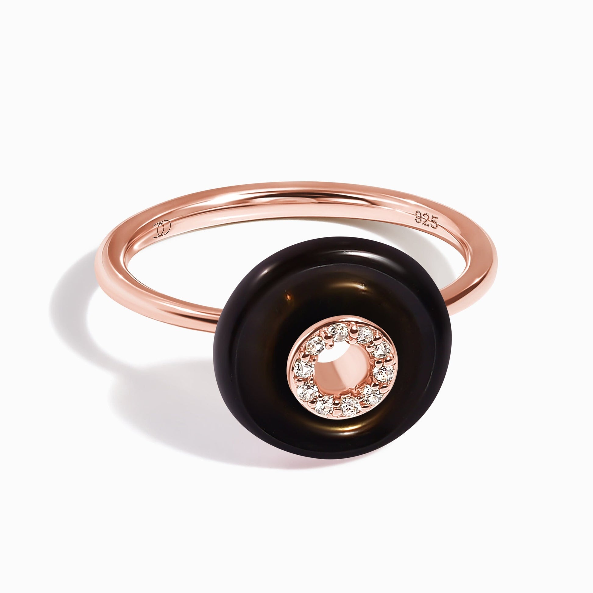 Black Obsidian Fidget Ring - Liora - rose gold detail