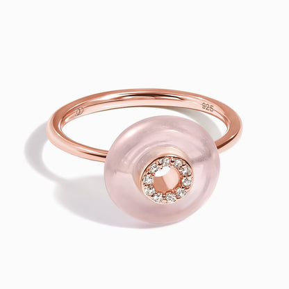 Rose Quartz Fidget Ring - Liora, rose gold angle
