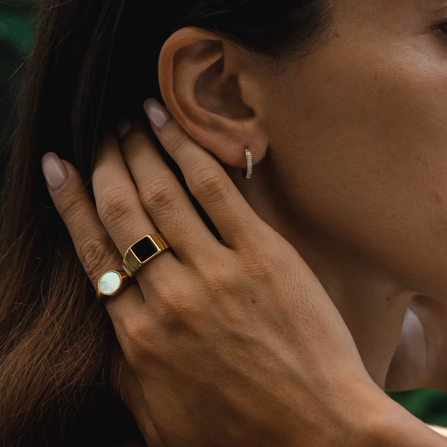 Kaya Onyx Ring worn