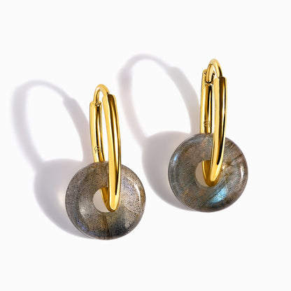Labradorite Earrings - Circle Hoops - bLABR-GOLD-WE-DONUT-1YG2
