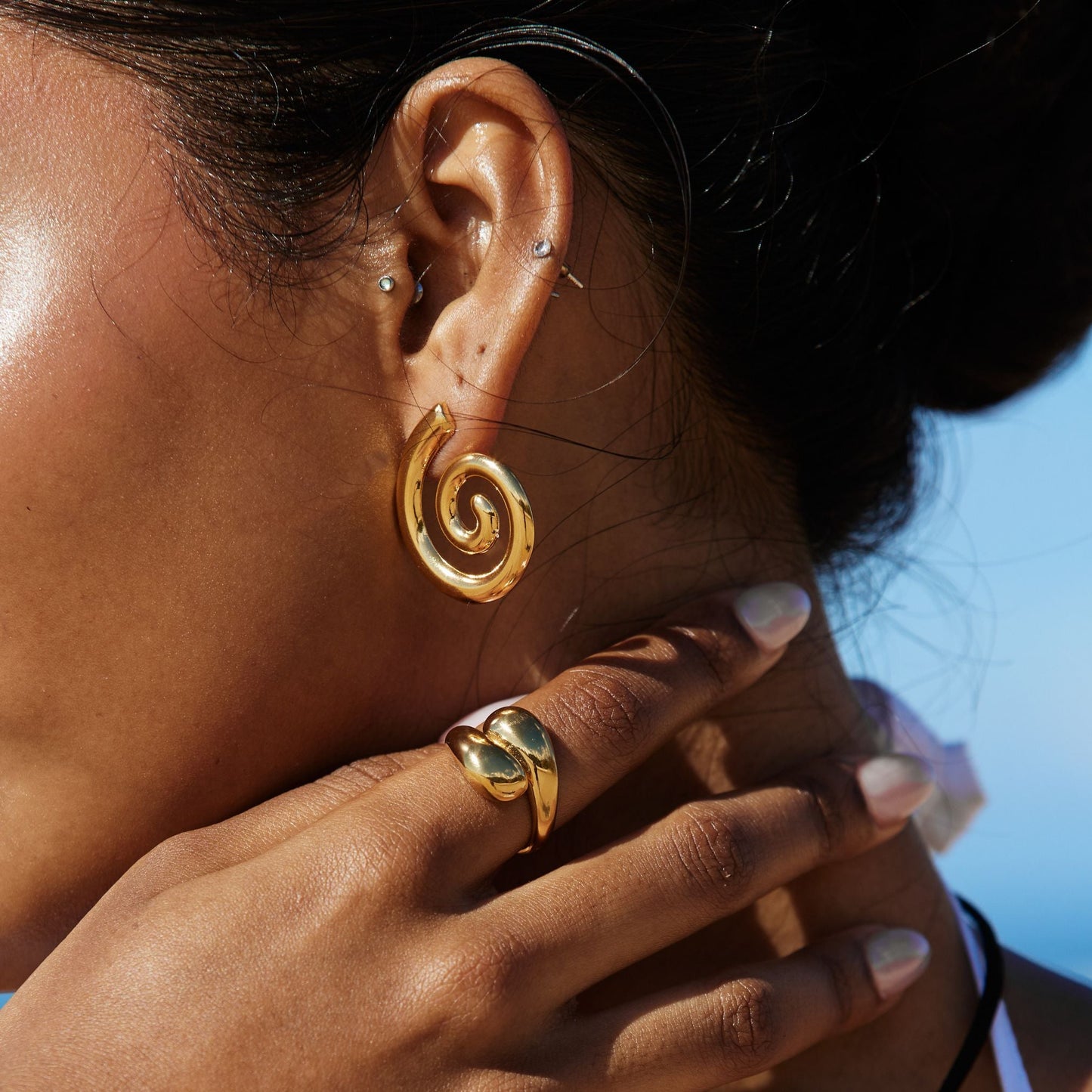 Double Twist Ring - worn detail