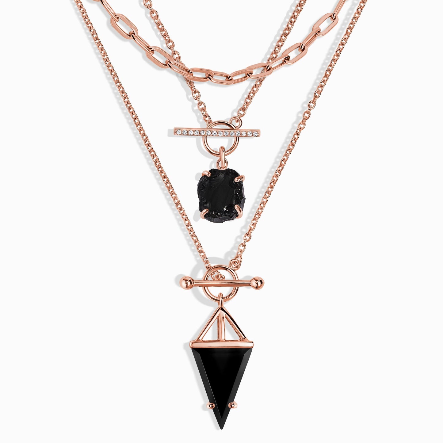 Heroine T-Lock Widelink Necklaces - rose gold