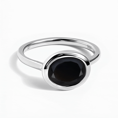 Black Obsidian Ring - Skin-Touch - silver spin