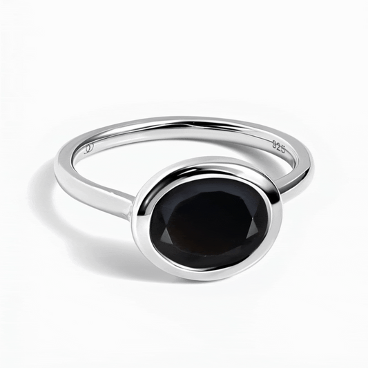 Black Obsidian Ring - Skin-Touch - silver spin