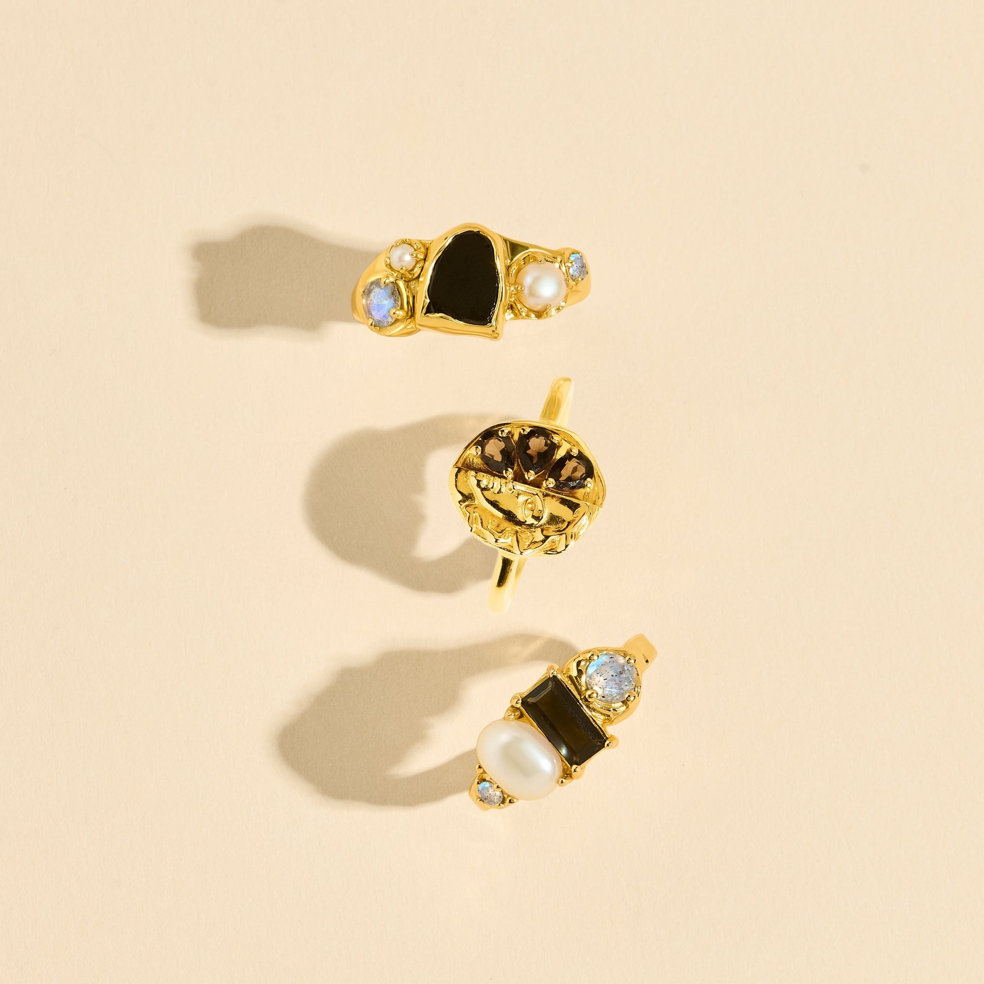 Black Obsidian Pearl Ring - Heirloom - detail crop