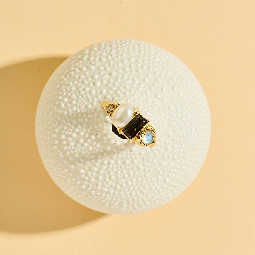 Black Obsidian Pearl Ring - Treasure - detail crop