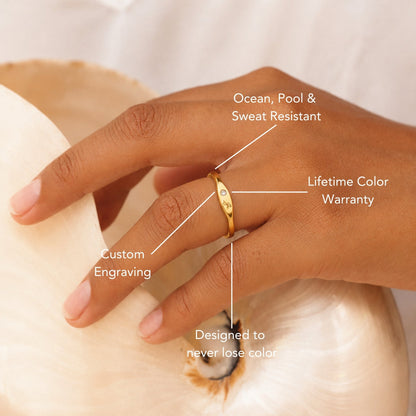 One-Initial Crystal Ring - waterproof custom engraving callouts