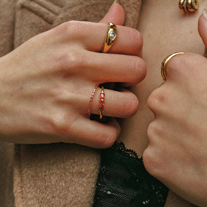 Bordeaux Thin Ring stacked look