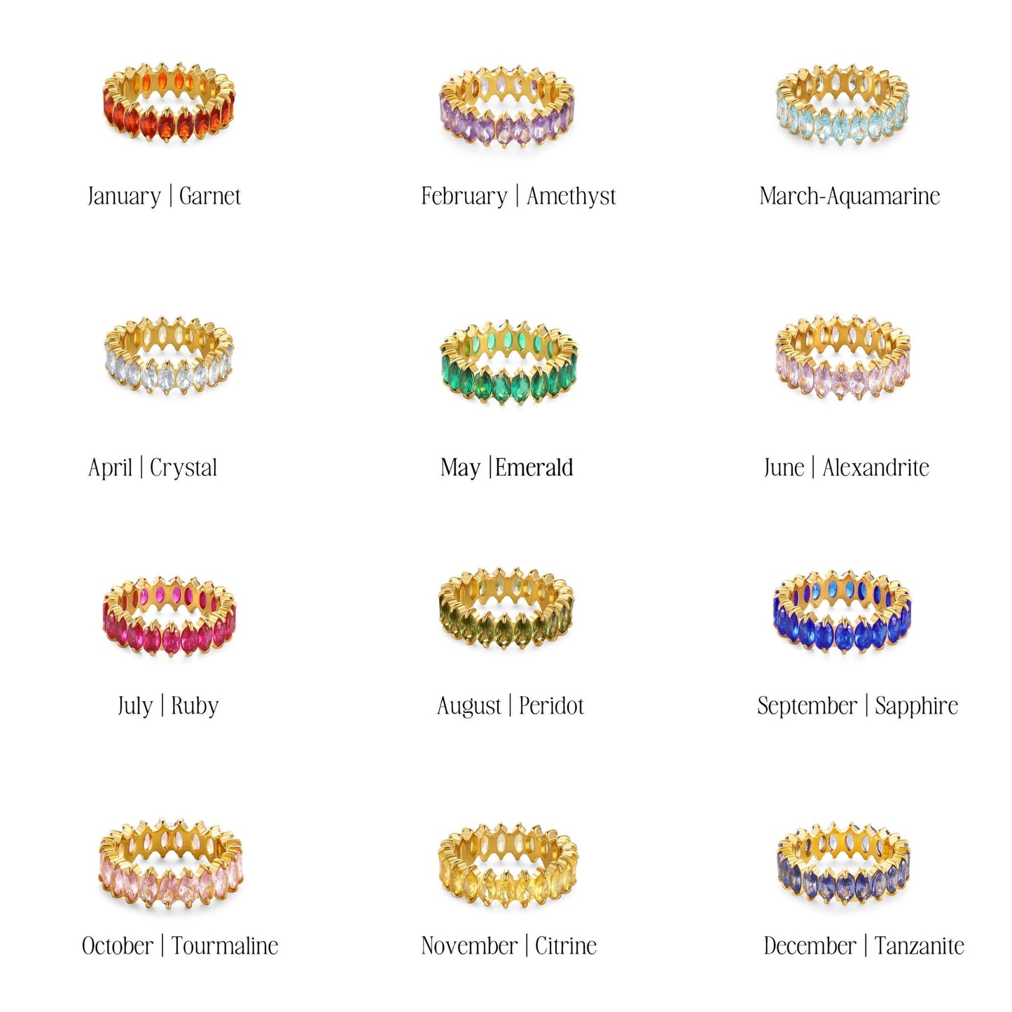 Birthstone Eternity Ring - color chart