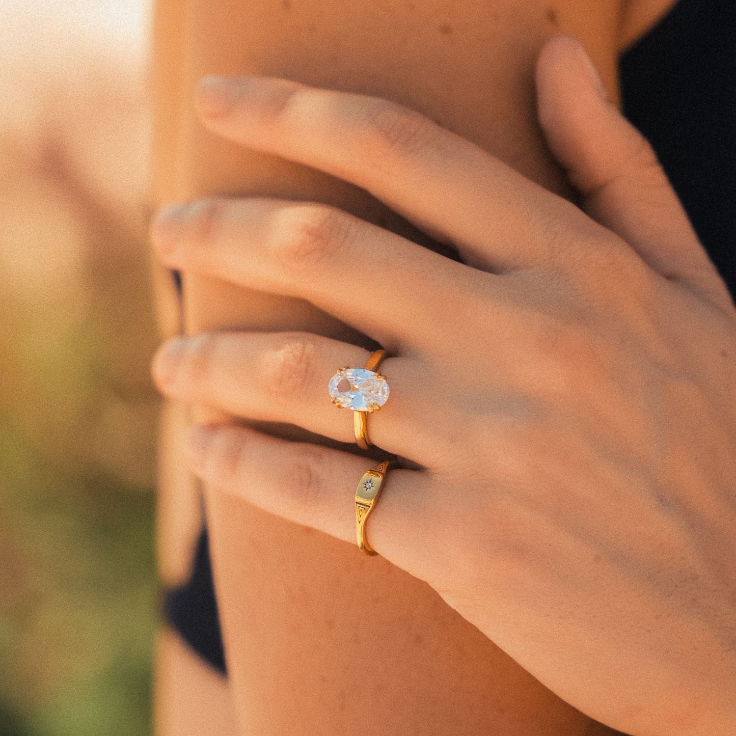 Oval Solitaire Ring - fake-engagement-ring