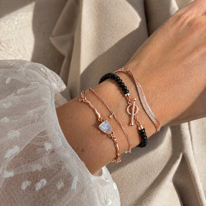 Moonstone Bracelet - Flow - rose gold stacked