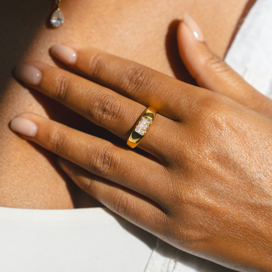 Baguette Signet Ring - gold-baguette-stacker