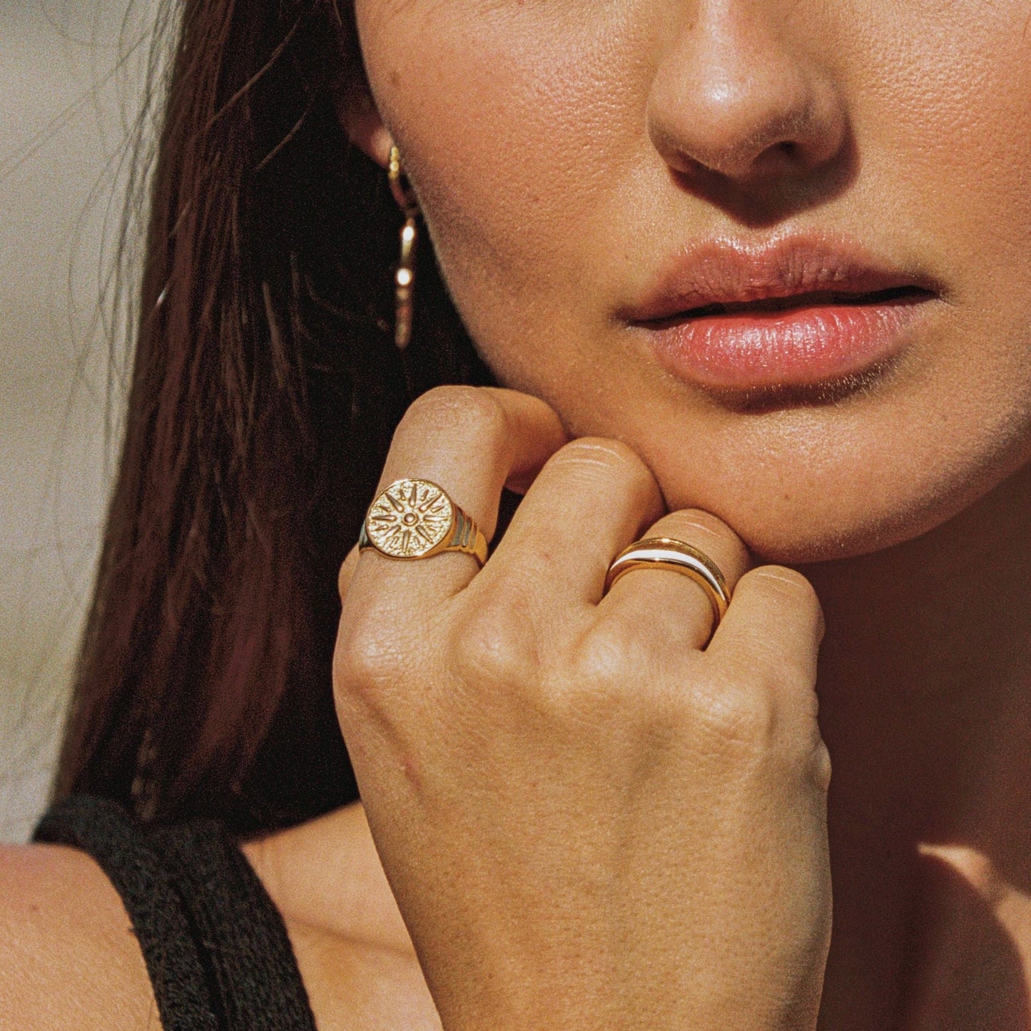 Golden Sun Ring - gold-compass-ring