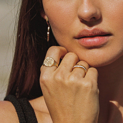 Golden Sun Ring - gold-compass-ring