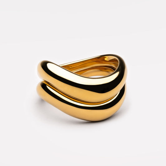 "Double Trouble" Ring Set - gold-wavy-ring