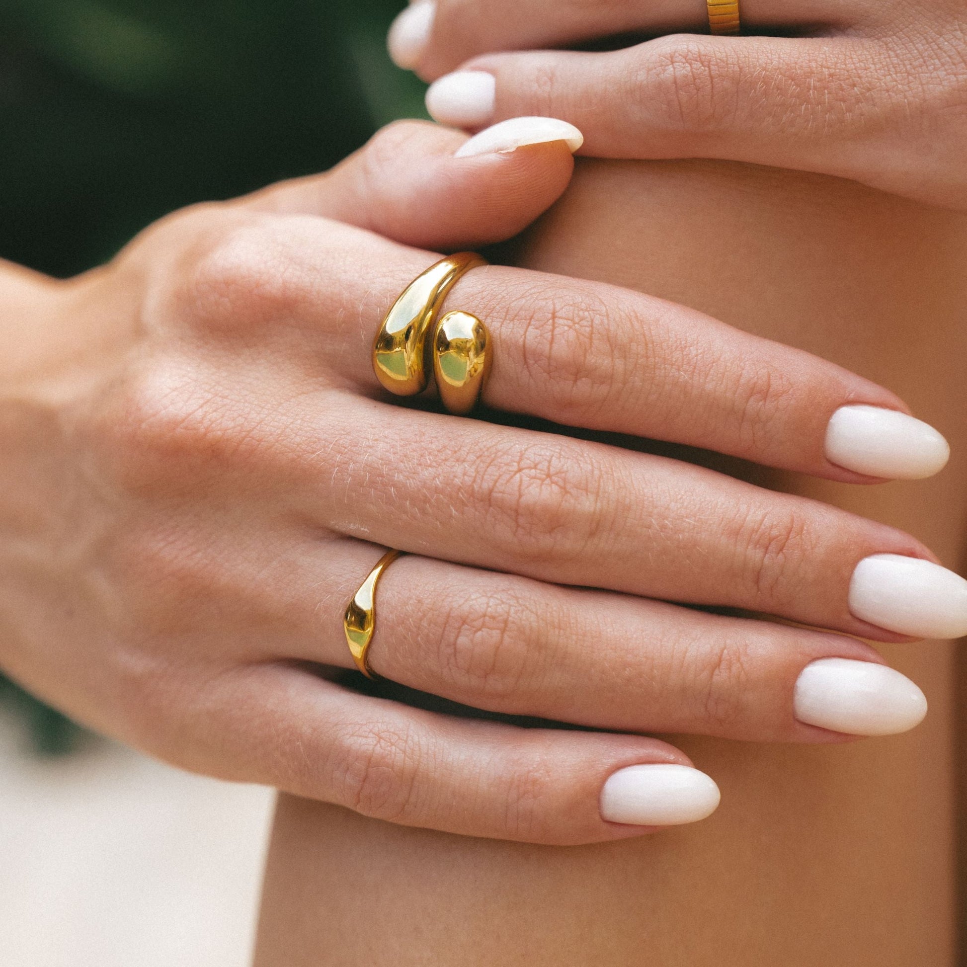 Double Twist Ring - on hand gold