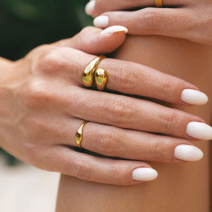 Double Twist Ring - on hand gold