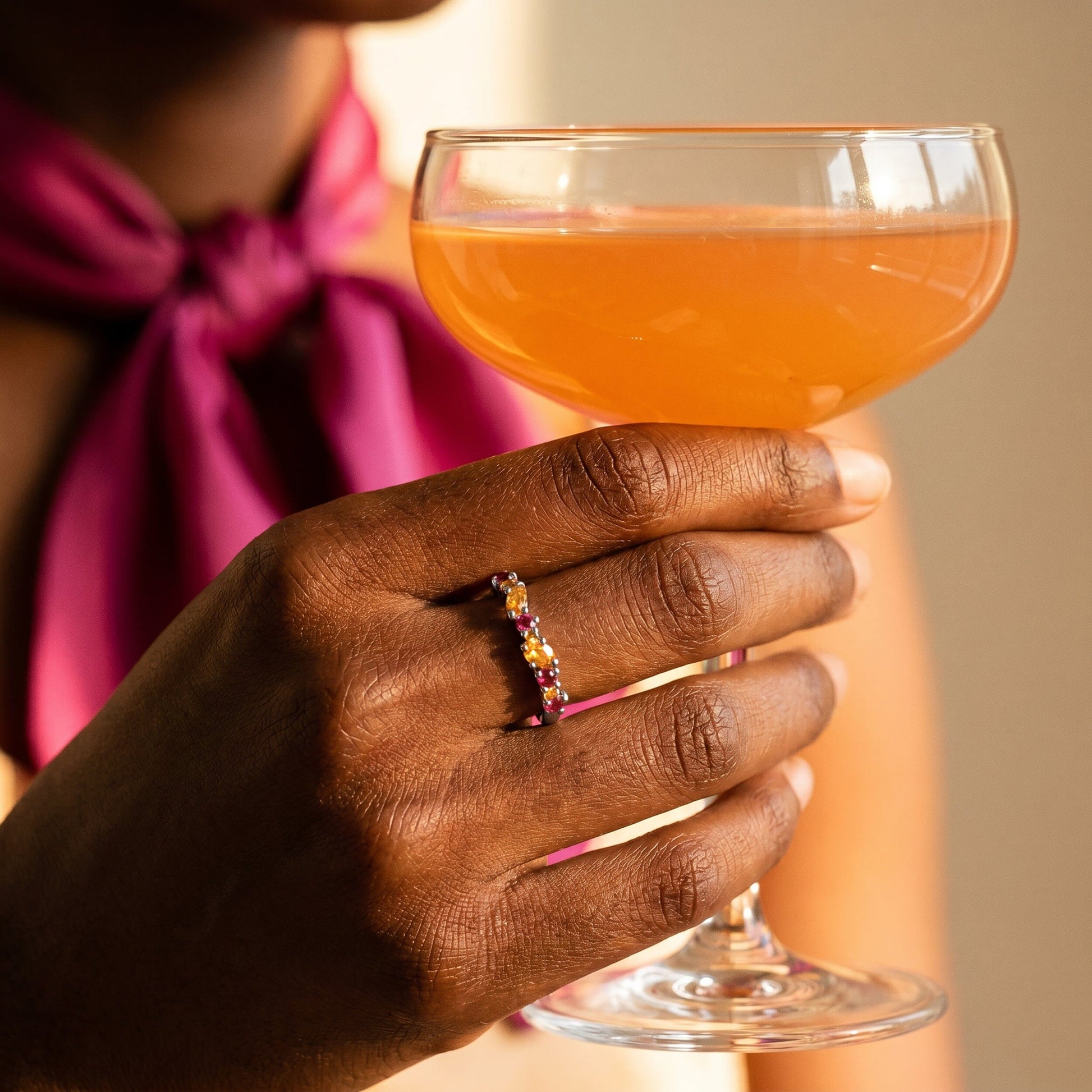 Citrine Pink Topaz Ring Grace - silver model