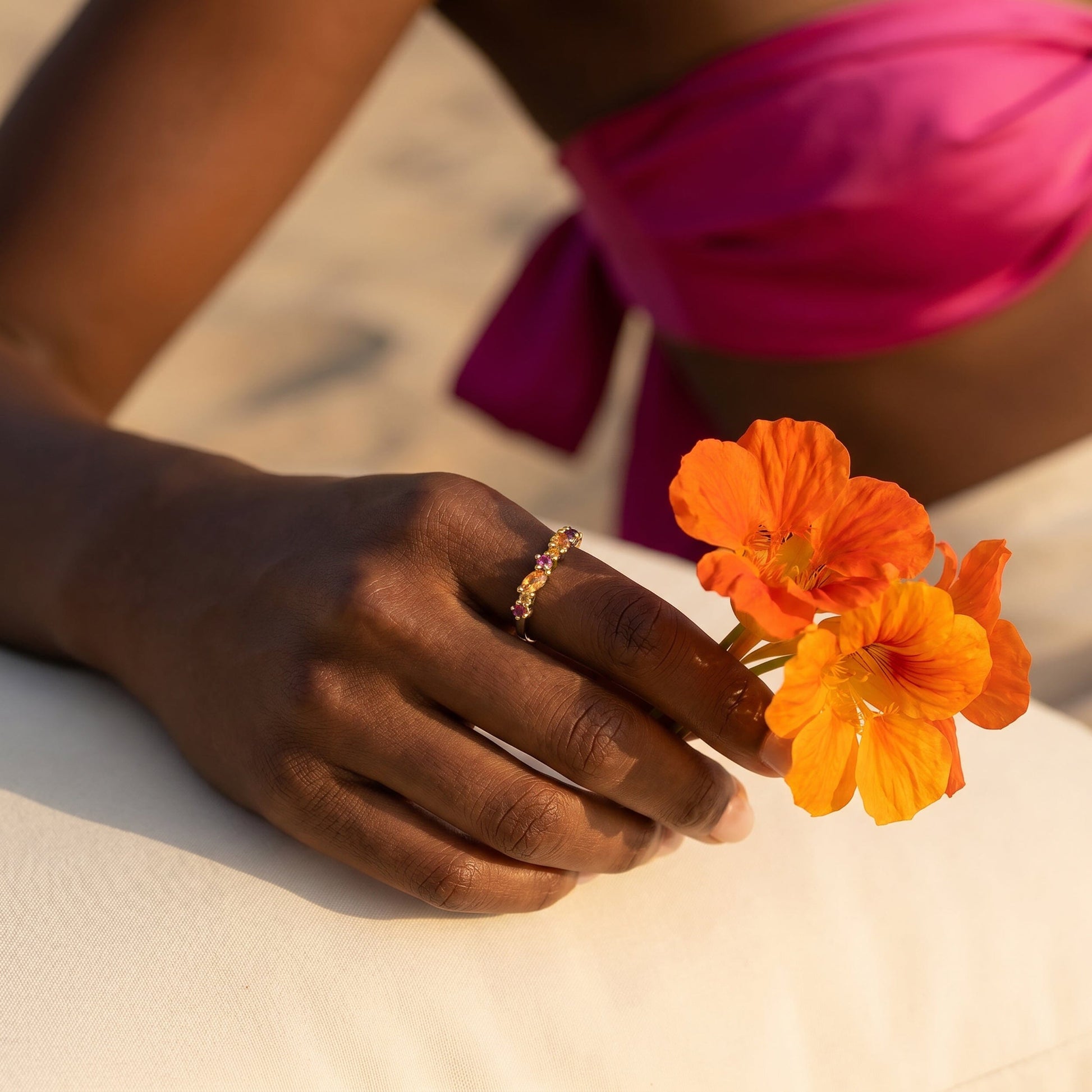 Citrine Pink Topaz Ring Grace - yellow gold model