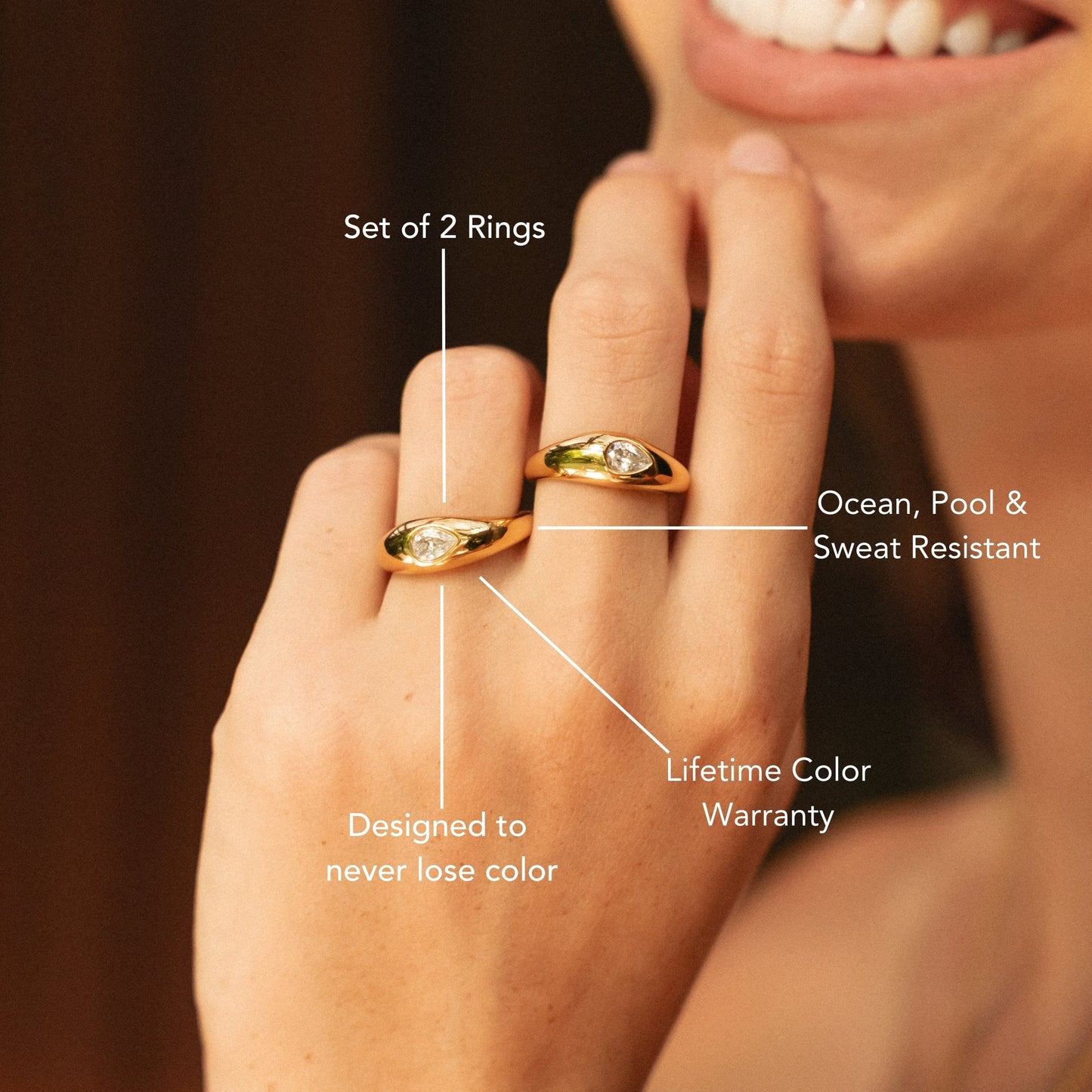 Harmony Rings Set of 2 water and sweat resistant