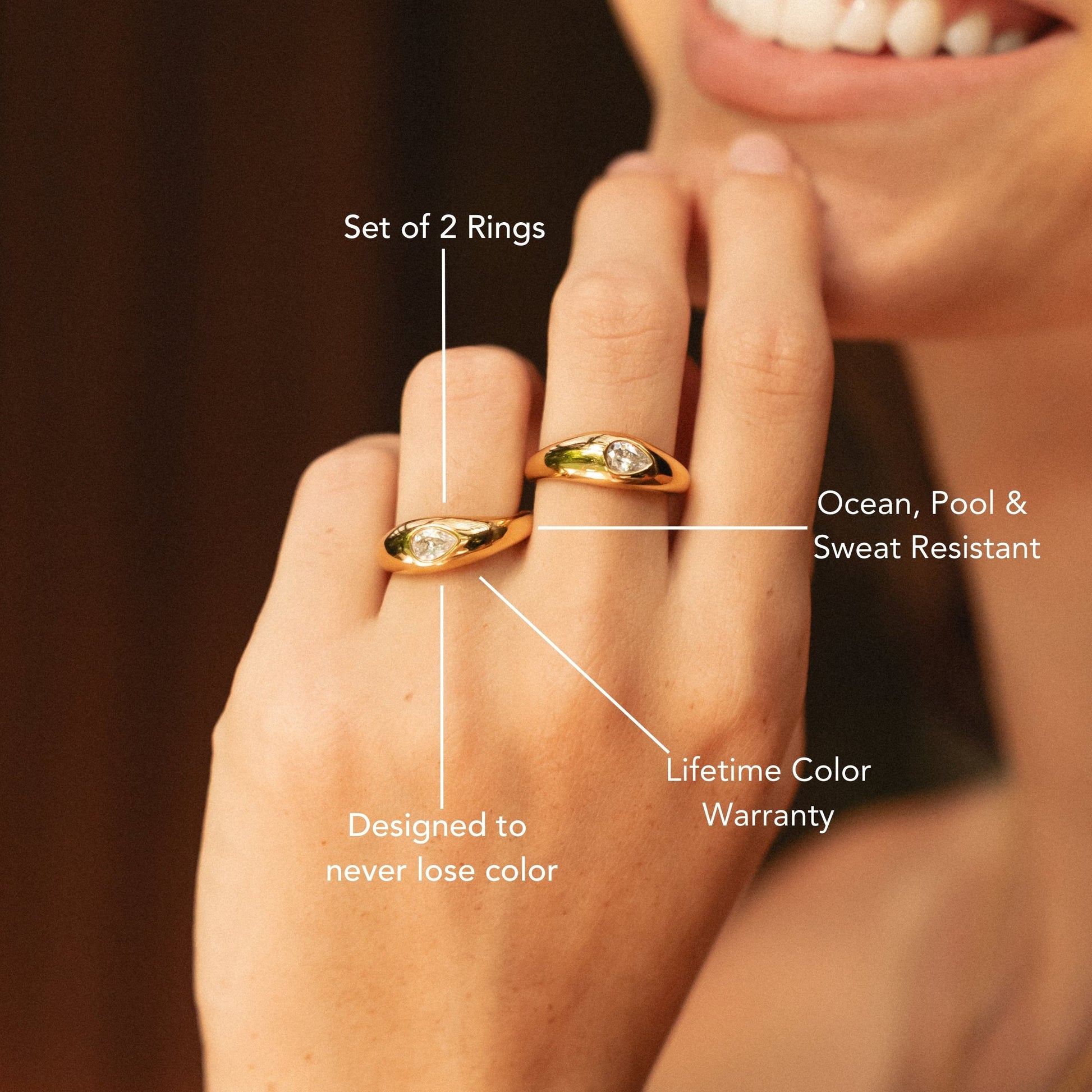 Harmony Rings Set of 2 water and sweat resistant