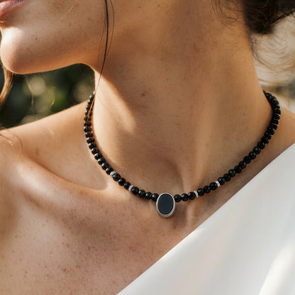 Divina Necklace Enfolded - worn silver lifestyle