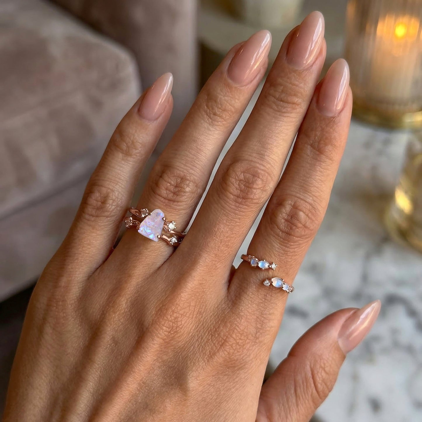 Moonstone Lab Diamond Ring - Flow - lifestyle RG