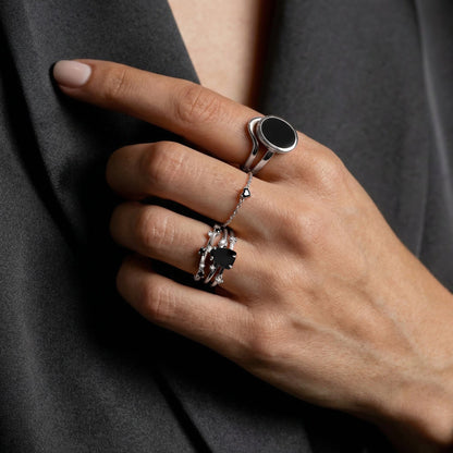 Flow Ring - worn silver detail