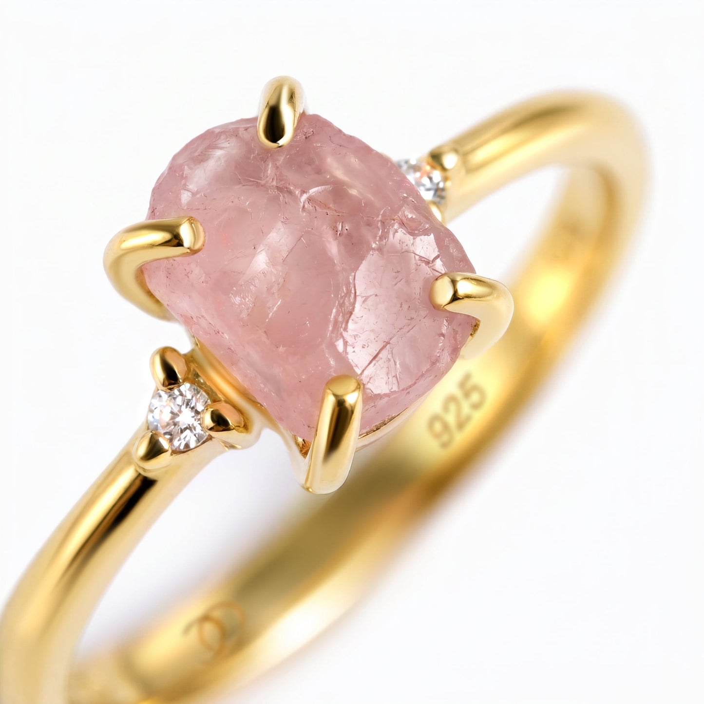 Rose Quartz Ring - Petite Raw Allure, lifestyle