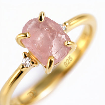 Rose Quartz Ring - Petite Raw Allure, lifestyle