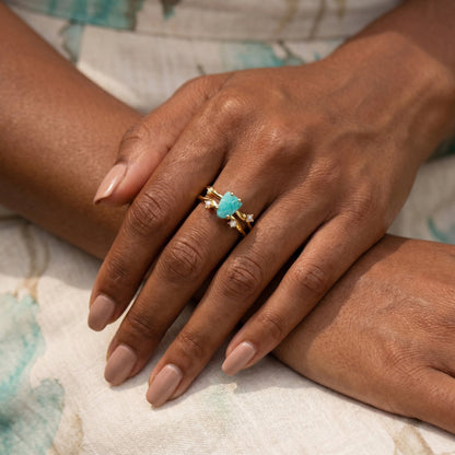 Amazonite Ring Flow - yellow gold model