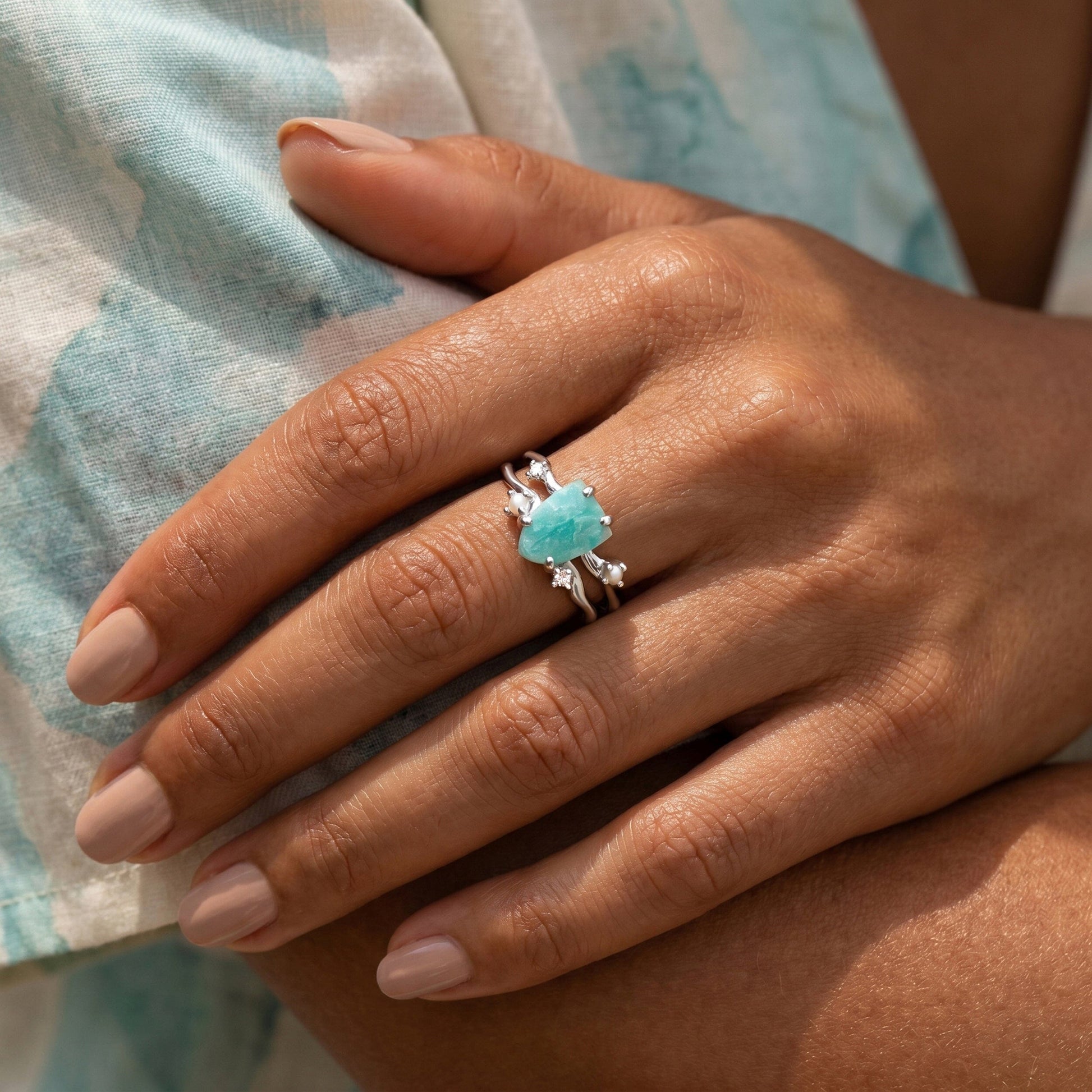 Amazonite Ring Flow - silver model