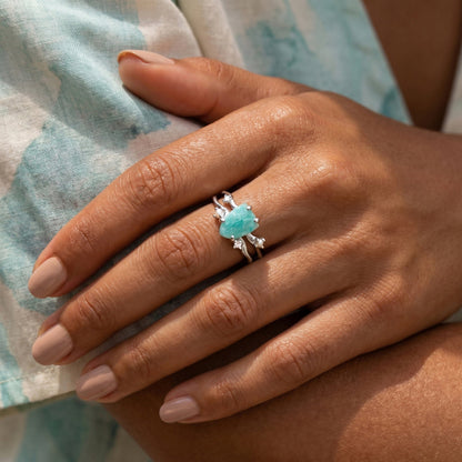 Amazonite Ring Flow - silver model