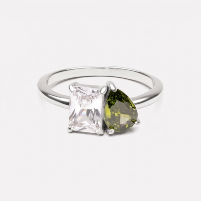 Toi et Moi Birthstone Ring - silver