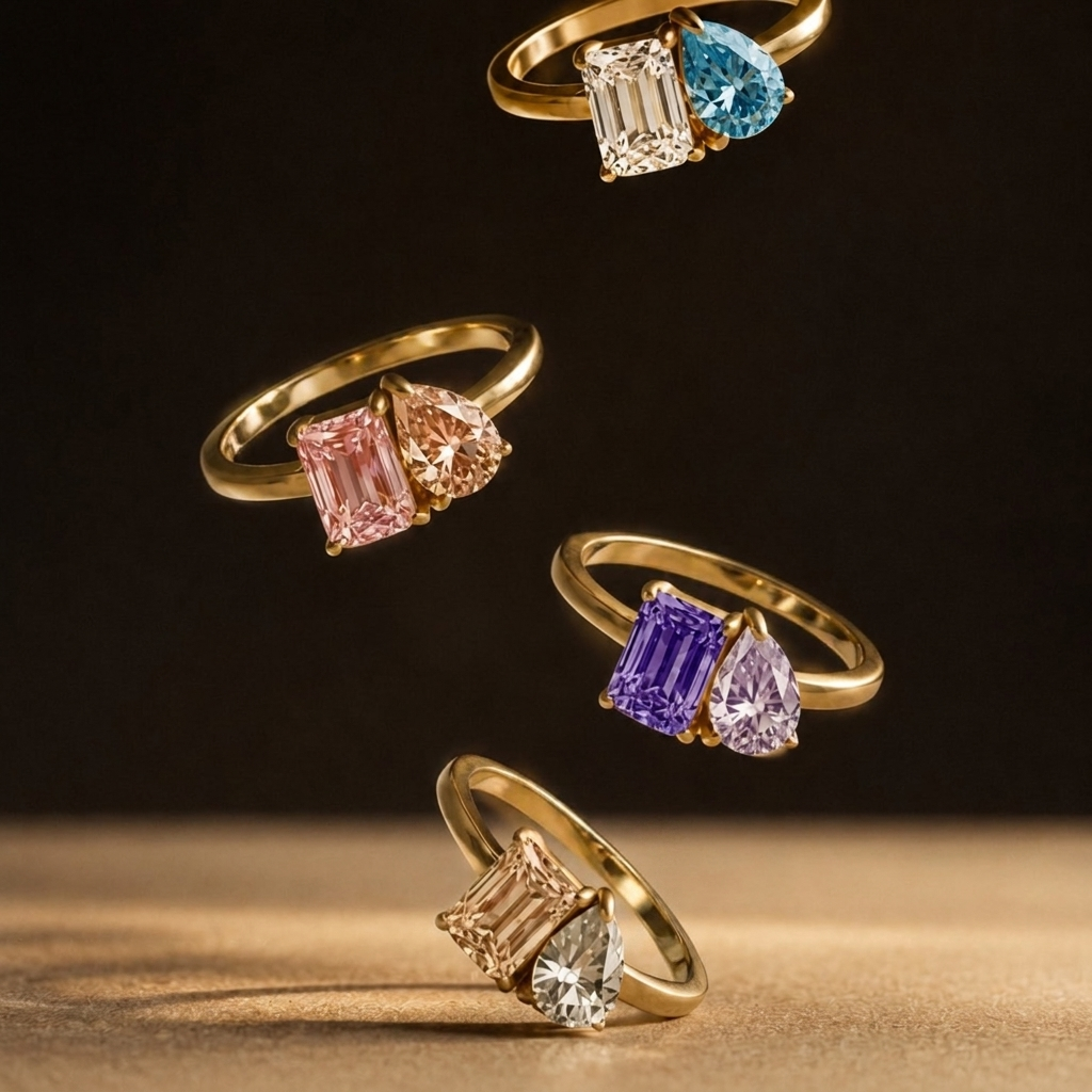 Toi et Moi Birthstone Ring - colour options