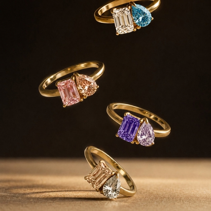 Toi et Moi Birthstone Ring - colour options