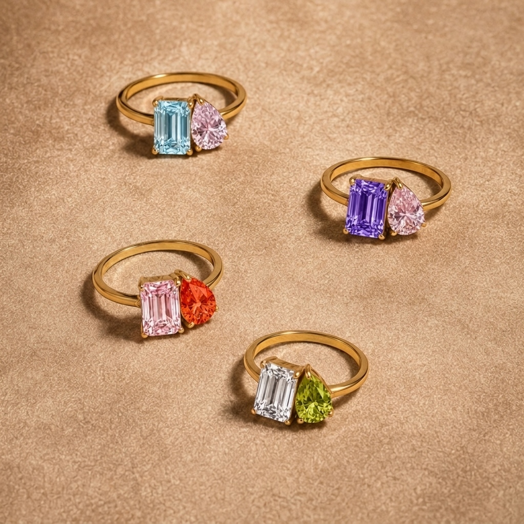 Toi et Moi Birthstone Ring - custom two-stone set