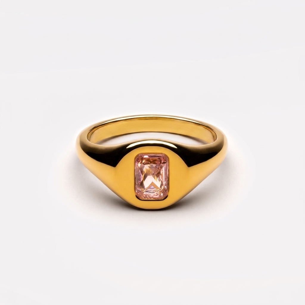 Rosé Ring - pink stone gold signet