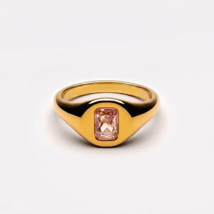Rosé Ring - pink stone gold signet