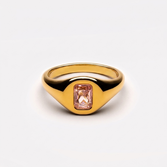 Rosé Ring - pink stone gold signet