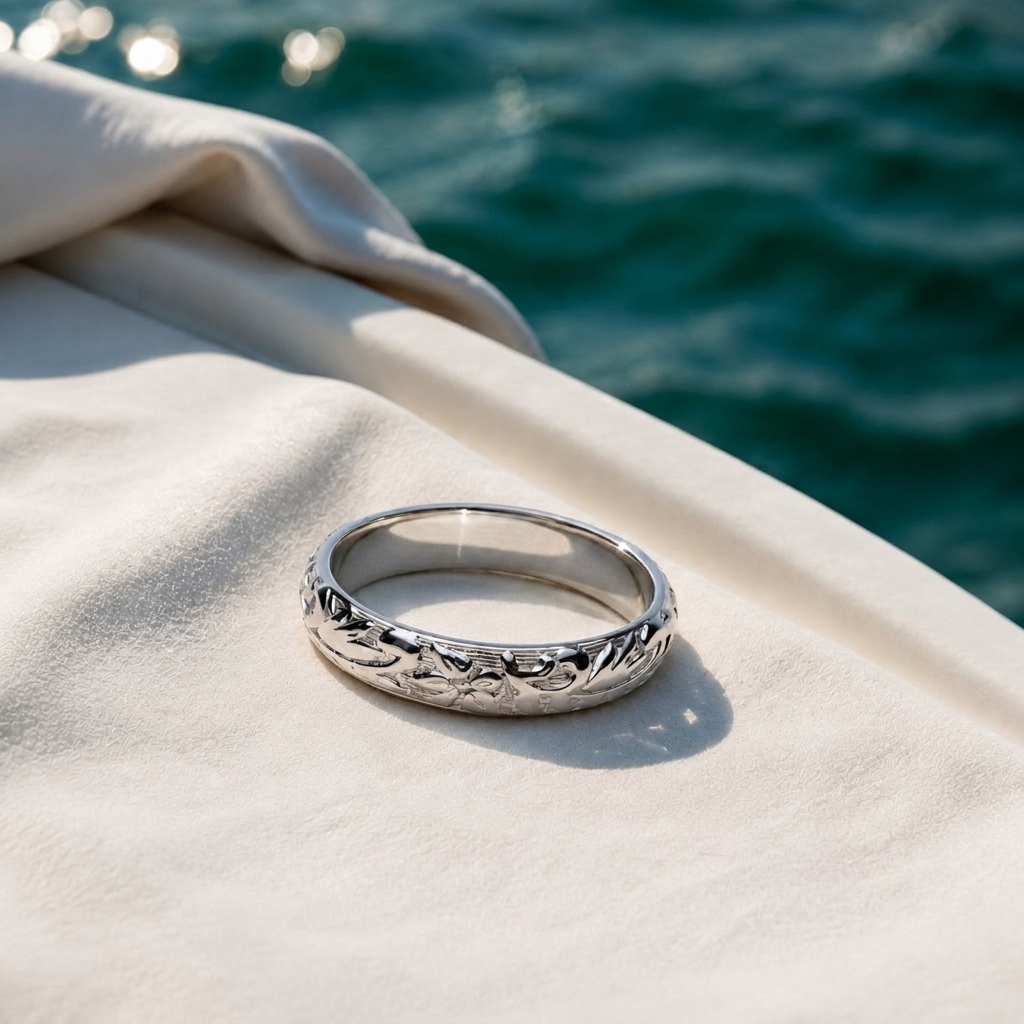 Bloom Ring - silver floral by the water