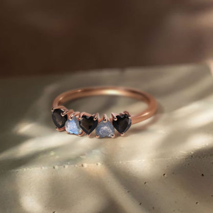 Black Obsidian Labradorite Ring - Crush - rose gold lifestyle