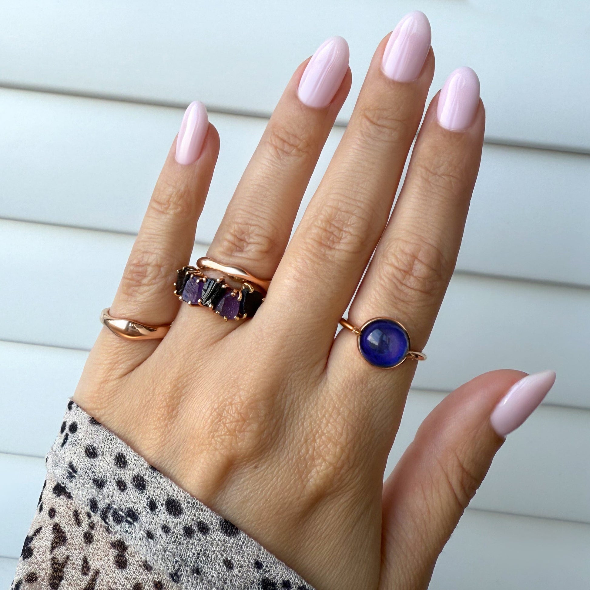 Raw Crystal Ring - Luminous - worn rose gold detail