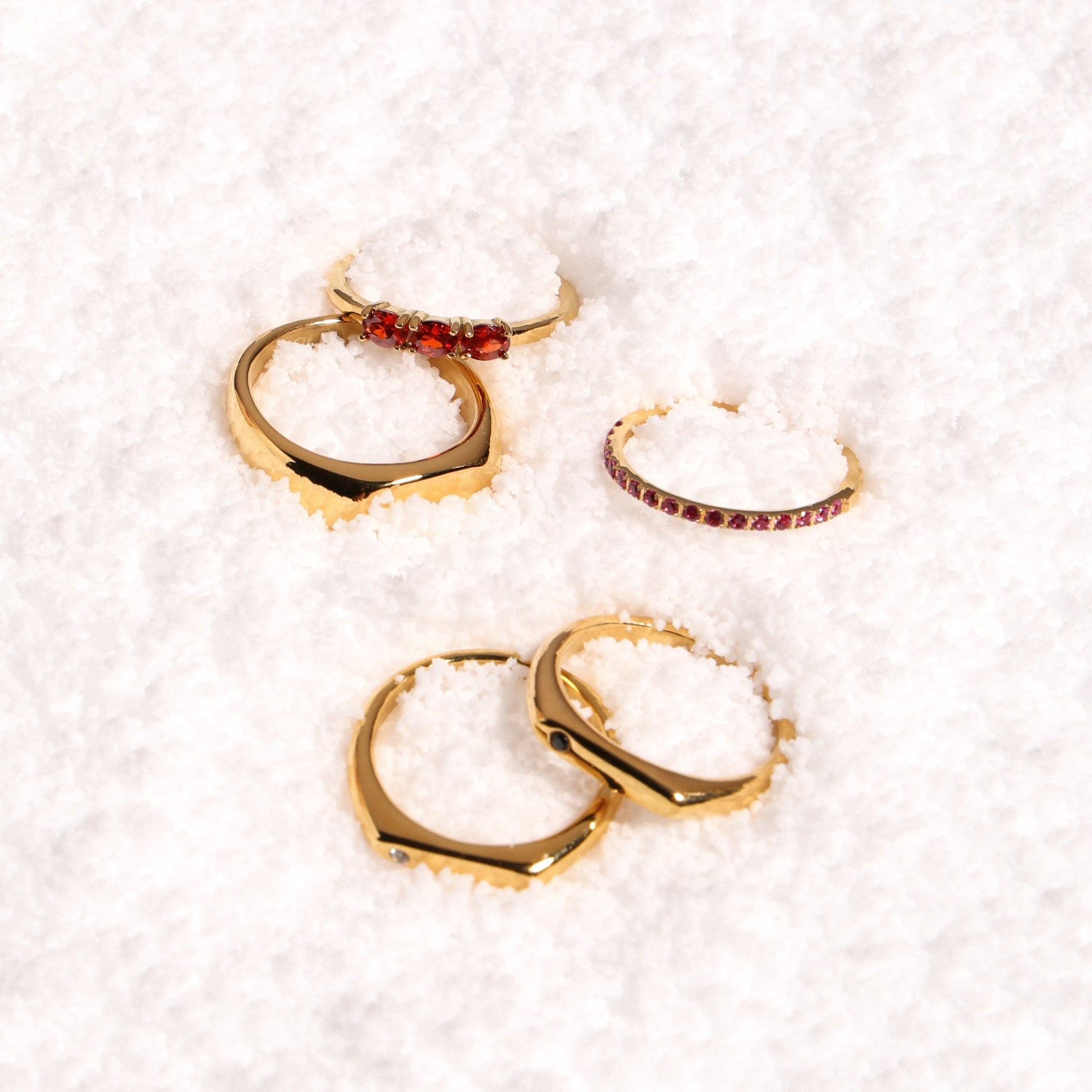 Everyday Signet Ring styled with stacking rings