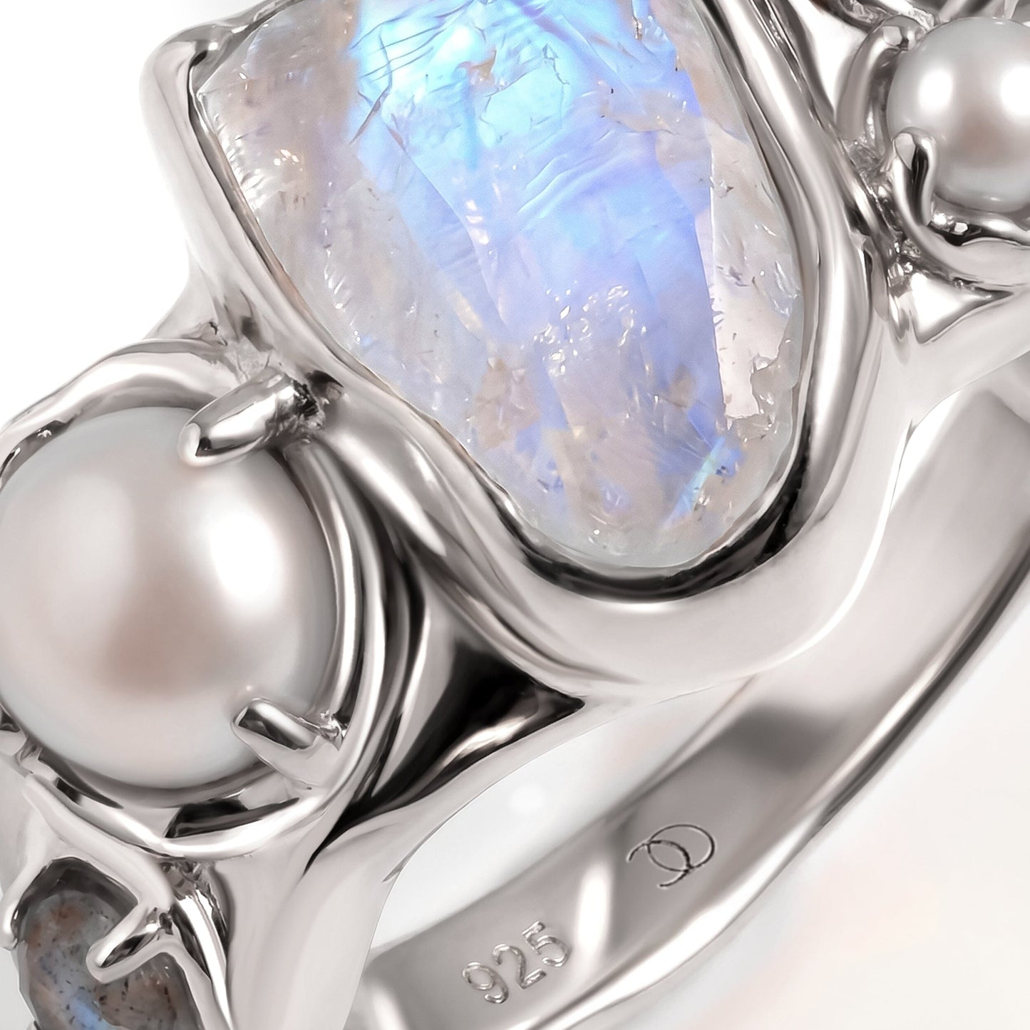 Moonstone Heirloom & Magma Rings - macro SIL