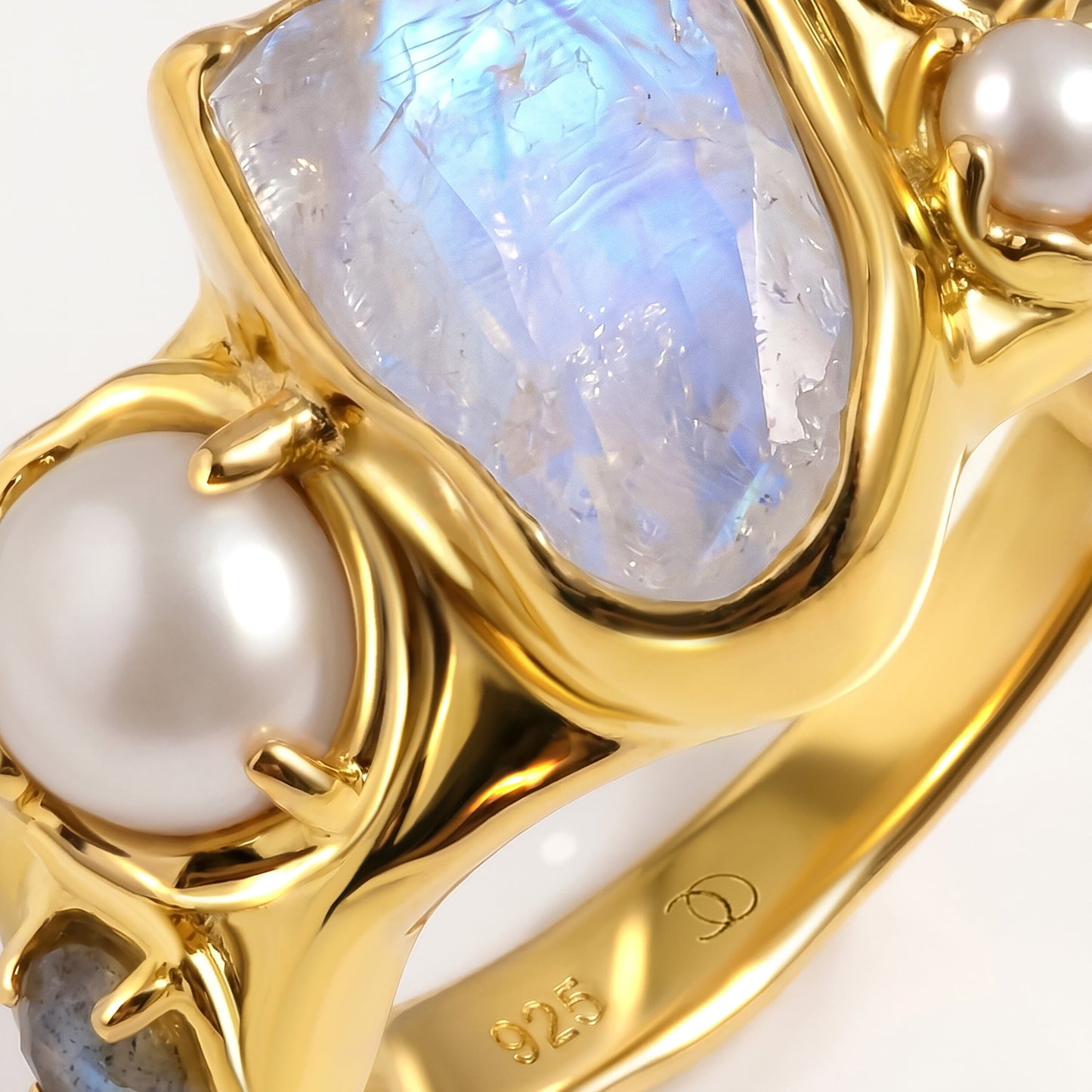 Moonstone Pearl Ring - Heirloom - mistmacro_YG