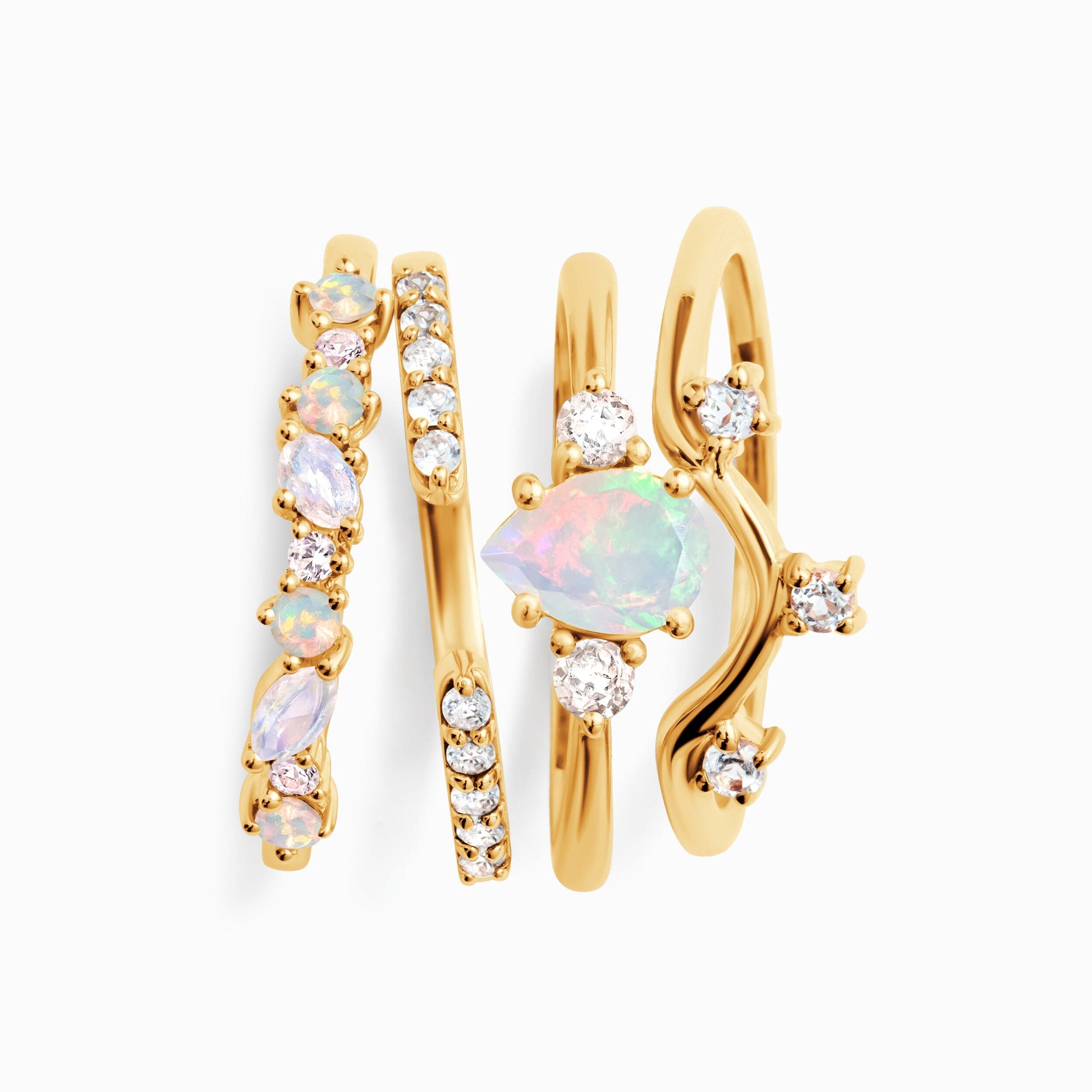 Moonstone Opal Essential Starter Set - yellow gold