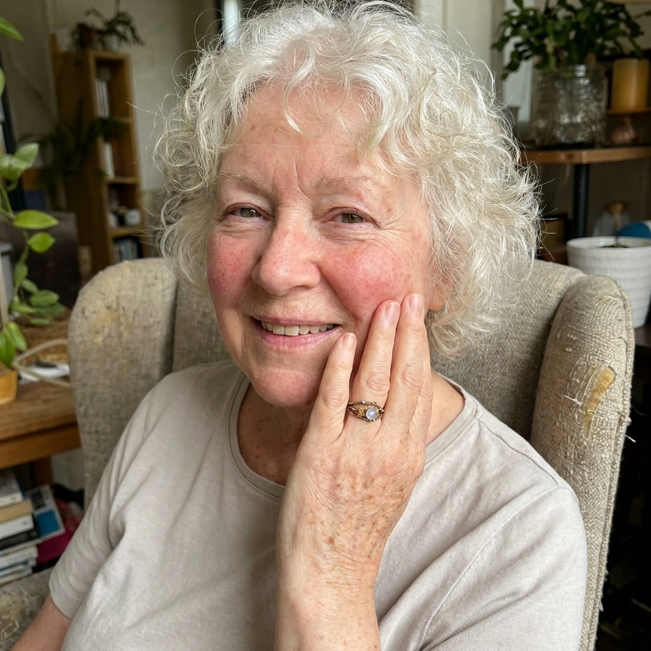 Woman wearing the nature moonstone ring