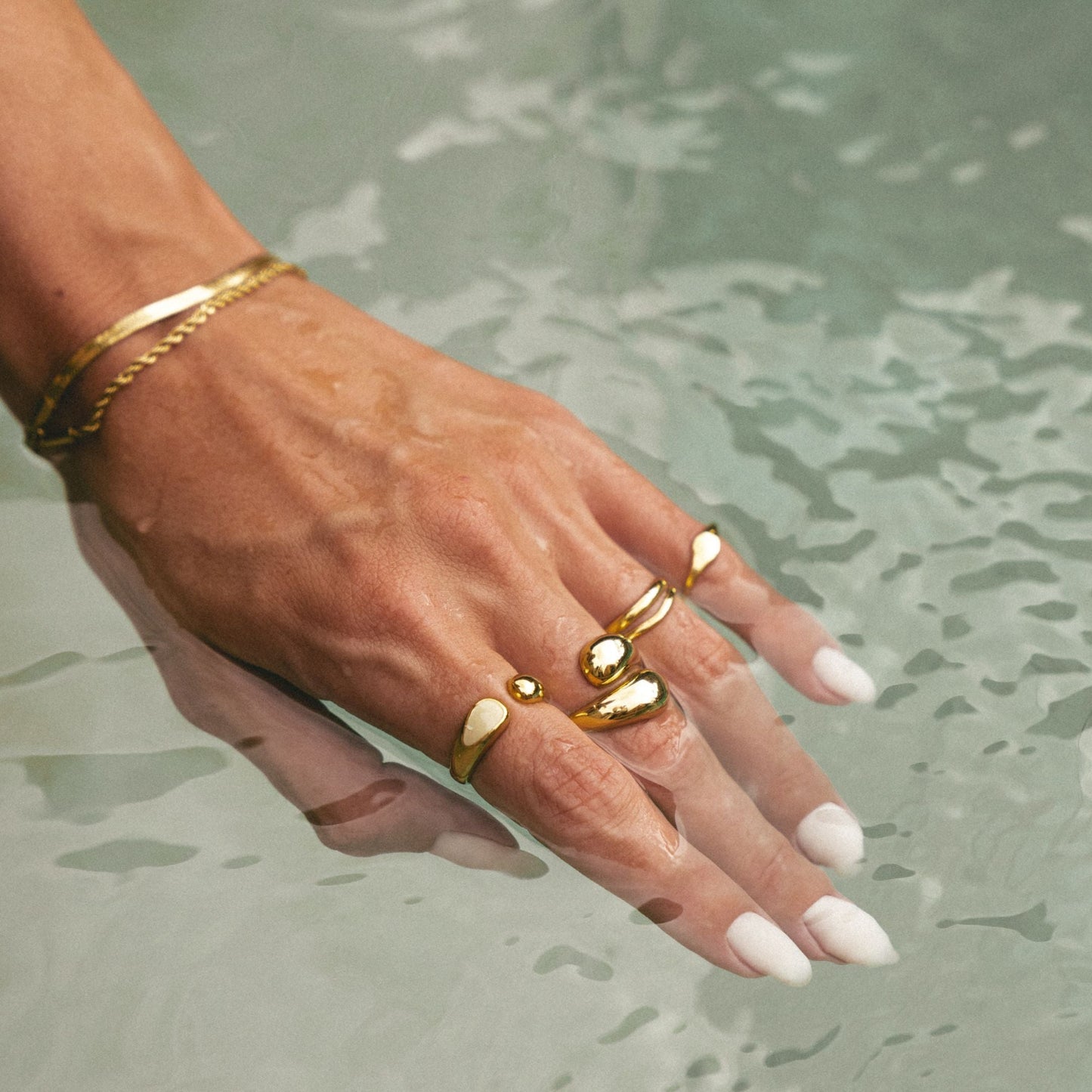 Double Twist Ring - waterproof ocean